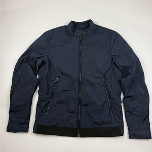 DIESEL Bomber Jacket Mens Small Navy Blue Full Zip Biker Moto Racing